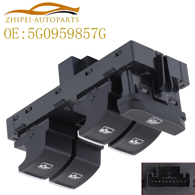 Interruptor Eléctrico Maestro para Ventanas 5G0959857G, 5G0 959 857 G para Volkswagen VW Polo, Derby, Vento, Audi A1, Seat Ateca