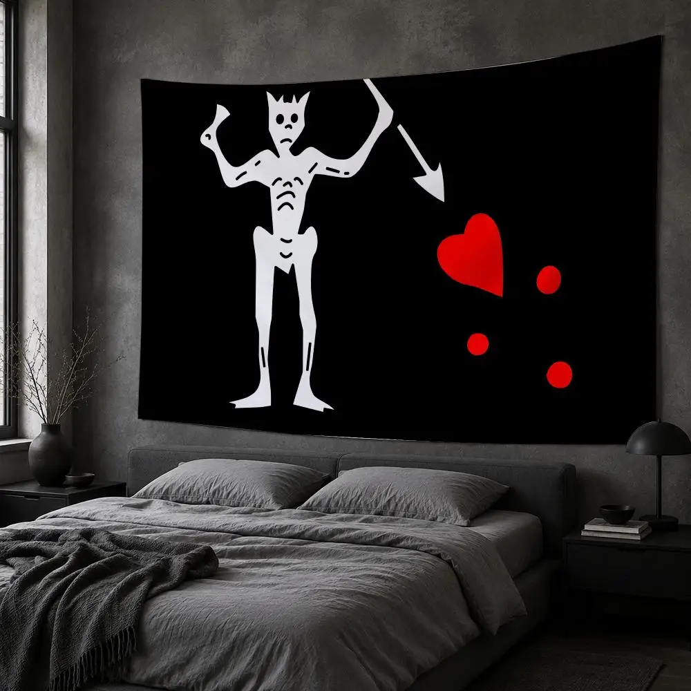 Pirate Flag Of Blackbeard Tapestry Bedroom Living Room Bar Party House Home Dorm Interior Wall Decor Background Banner