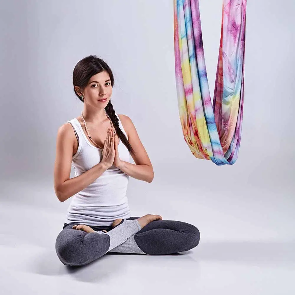 9 Yards Aerial Silks Kit Colorful Yoga Hammock Set with Hardware & Guide for All Levels of Aerial Yoga Practice
