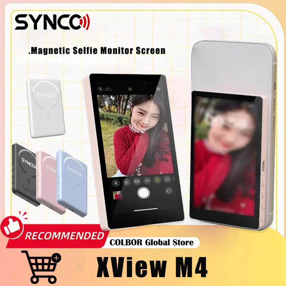 شاشة مراقبة سيلفي مغناطيسية لاسلكية SYNCO XView M4 للهواتف الذكية، تسجيل فيديو لصور السيلفي، تسجيل فيديو مباشر