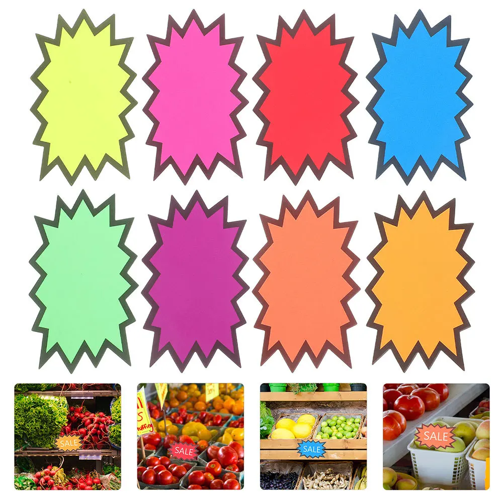 

160Pcs Pop Burst Sale Tags Colorful Blank Retail Signs for Supermarket Garage Yard Sale Displays Retail Display Board