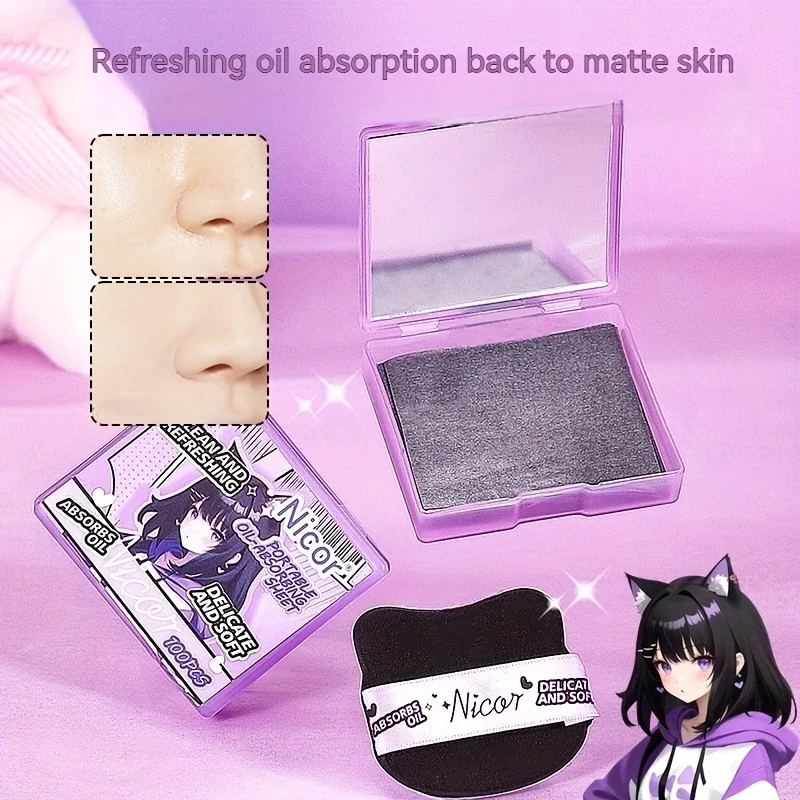 100 sheets of oil absorbing paper, compact and portable facial oil control device, refreshing and convenient skincare products