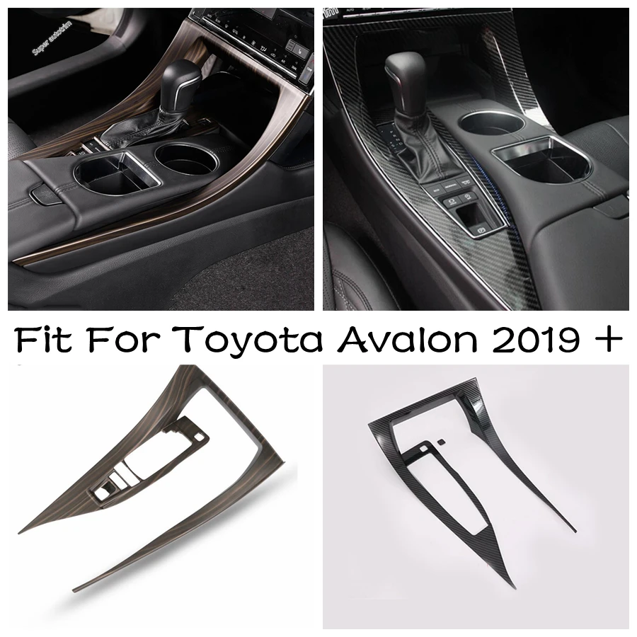 Car Console Gear Shift Gearshift Box Frame Cover Trim Carbon Fiber / Wood Grain Look Accessories For Toyota Avalon 2019 - 2023