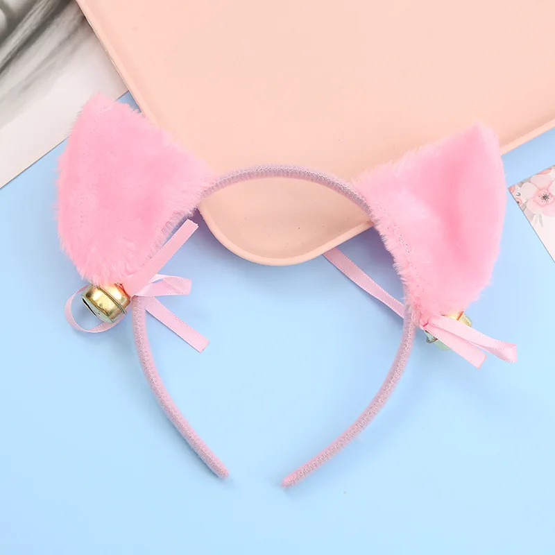 Orelhas de gato sinos headbands de pelúcia orelhas de raposa bowknot hairbands para mulheres meninas aros de cabelo bezel cosplay acessórios de cabelo