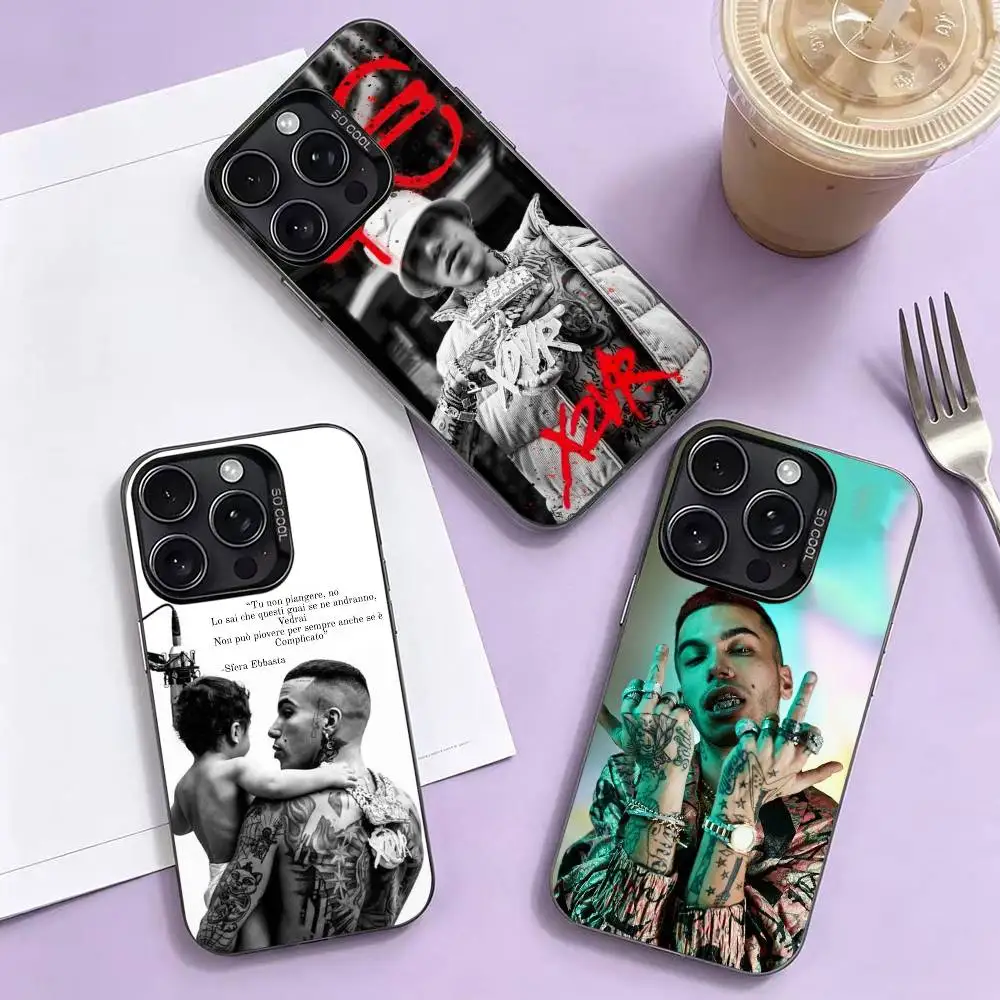 s-Sfera Ebbasta Rapper Phone Case For iPhone 17,16,15,14,13,12,11 Plus,Pro Max,XS,Colored Silver Plated Inside Cover