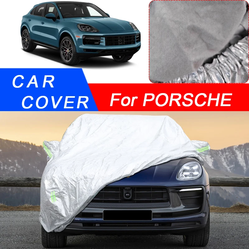 

For Porsche Cayenne Coupe Macan Panamera Turismo Taycan 2018-2025 Three Layer Thicken Oxford Car Cover Anti Rain Snow Waterproof