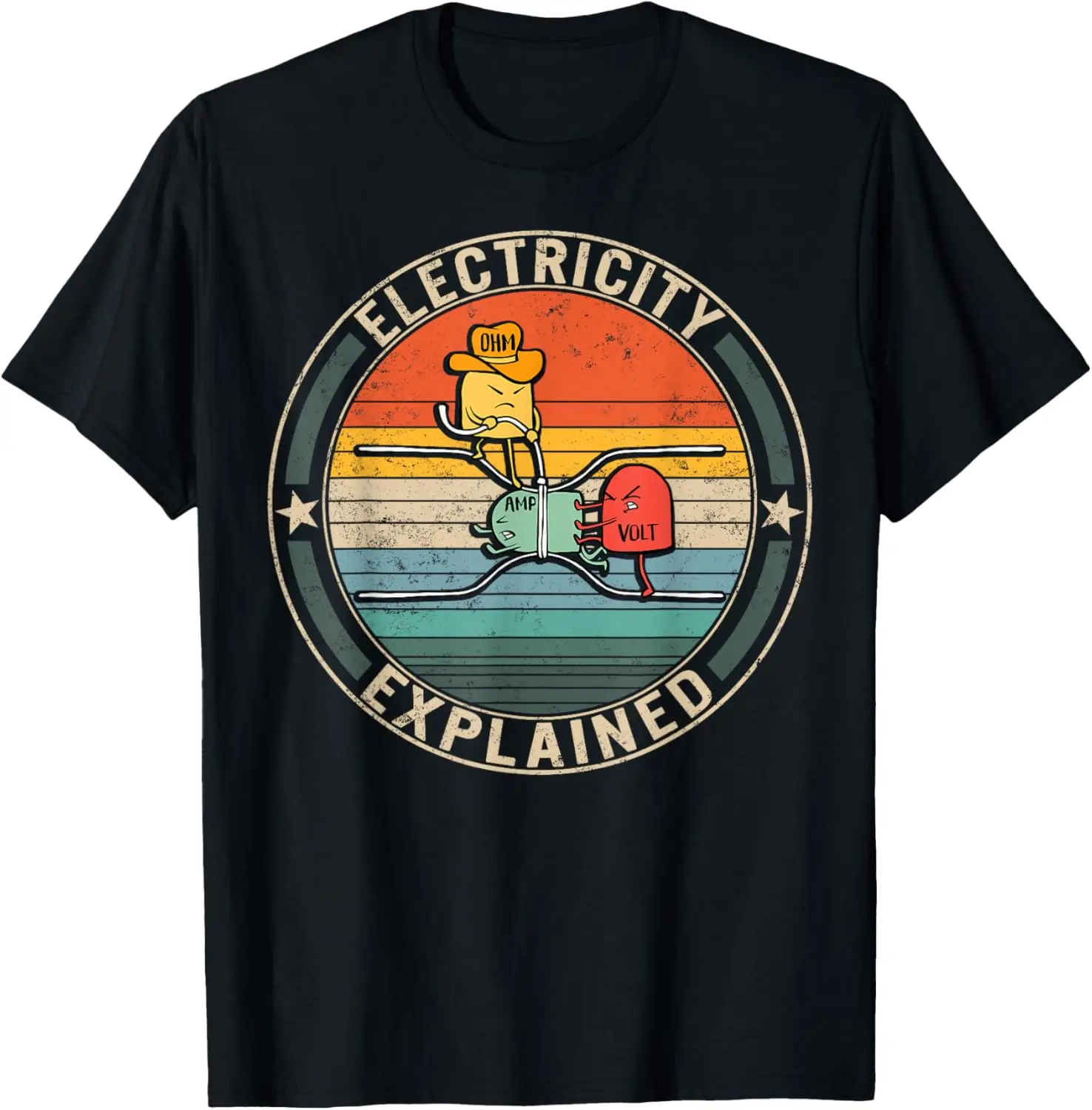 Electricity Explained Ohm Volt Amp Retro Graphic Tee Men's Cool Cotton T-Shirt