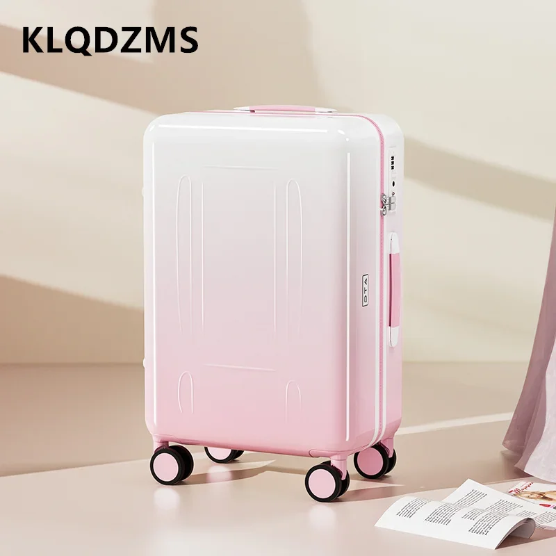 KLQDZMS-Valise d'embarquement à roulettes pour hommes et femmes, valise de voyage, chargement USB, ABS + PC, fermeture éclair, 20 po, 24 po