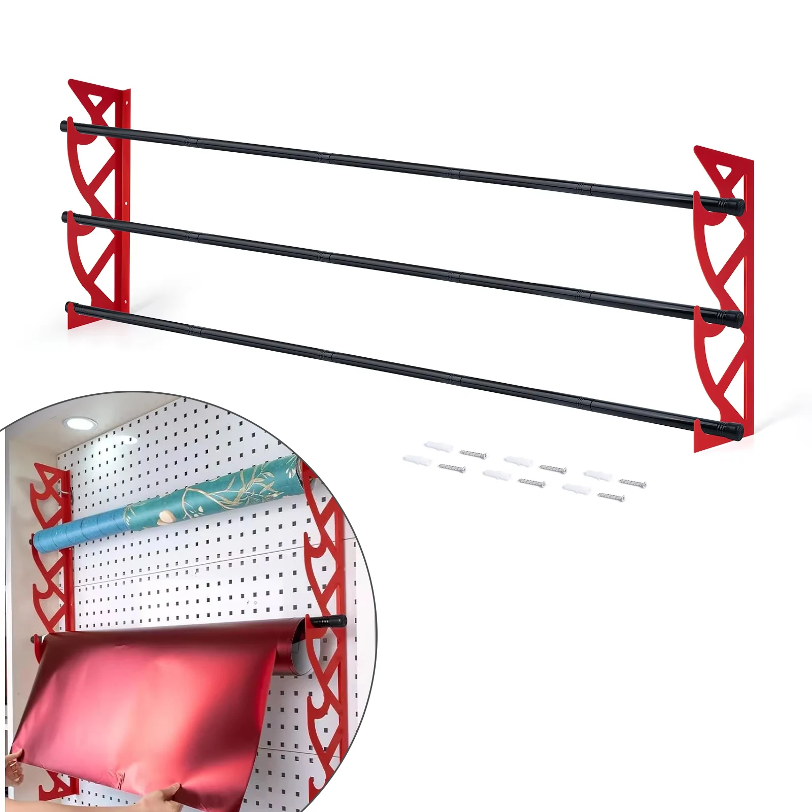 EHDIS Wall Mounted Vinyl Racks Load Bearing Metal Film Rack Rod Car Vinyl Wrap Window Tint Roll Display Holder Bracket