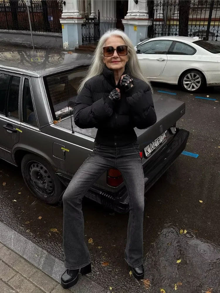 Schicker gesteppter, abgeschnittener Baumwollmantel für Damen, lässig, Revers, Stehkragen, volle Ärmel, Reißverschluss, lockere kurze Jacke, 2022, Lady Street Wear