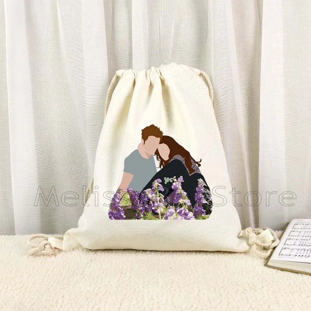 Classic Movie The Twilight Saga Edward and Bella Teen Wolf Gifts Canvas Drawstring Backpack Bags Sports Gym Sackpack String Bag