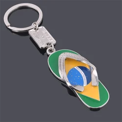 8 Style Fashion Brazil Flag Slipper Keychain Country Map Charm Key Chain Ring Travel Souvenir Car Keyring Pendant Trendy Jewelry