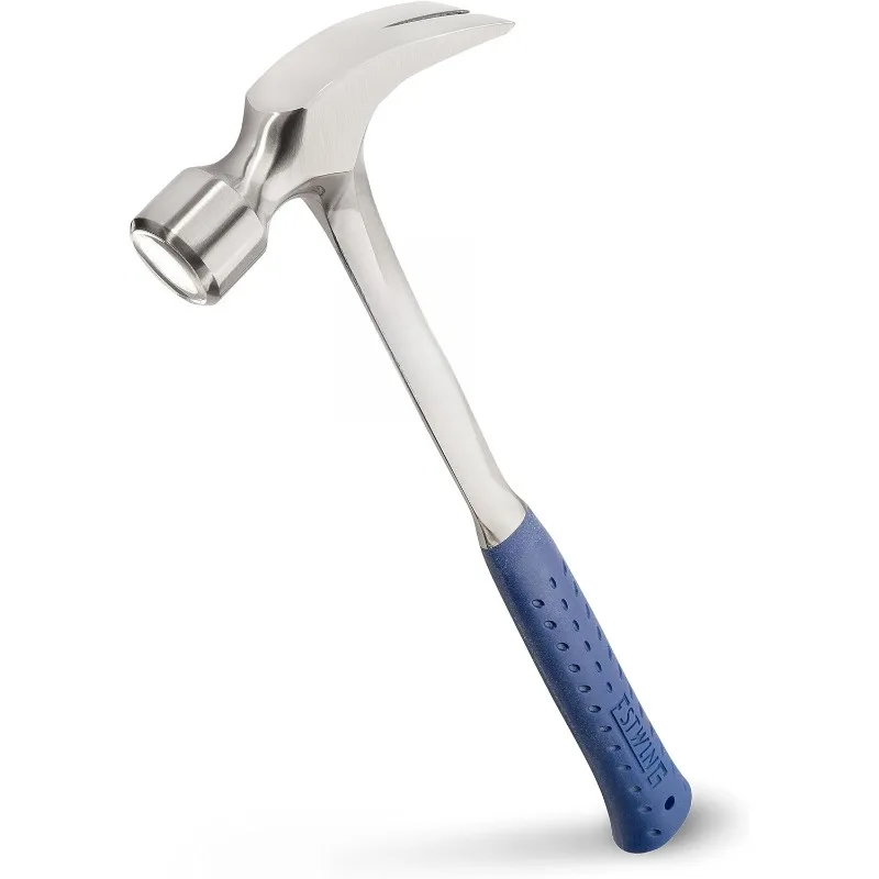 

Framing Hammer - 30 oz Long Handle Straight Rip Claw with Smooth Face & Shock Reduction Grip - E3-30S,Silver