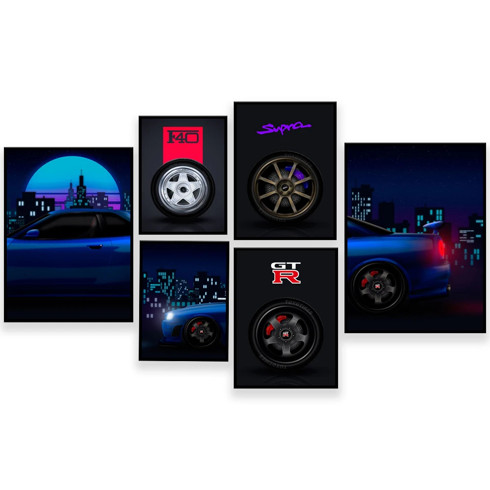 GTR R34 Wheels, F40 Wheels, Skyrim GTR R34 N1N3 Car Decorative Poster, Gift for Car Lovers