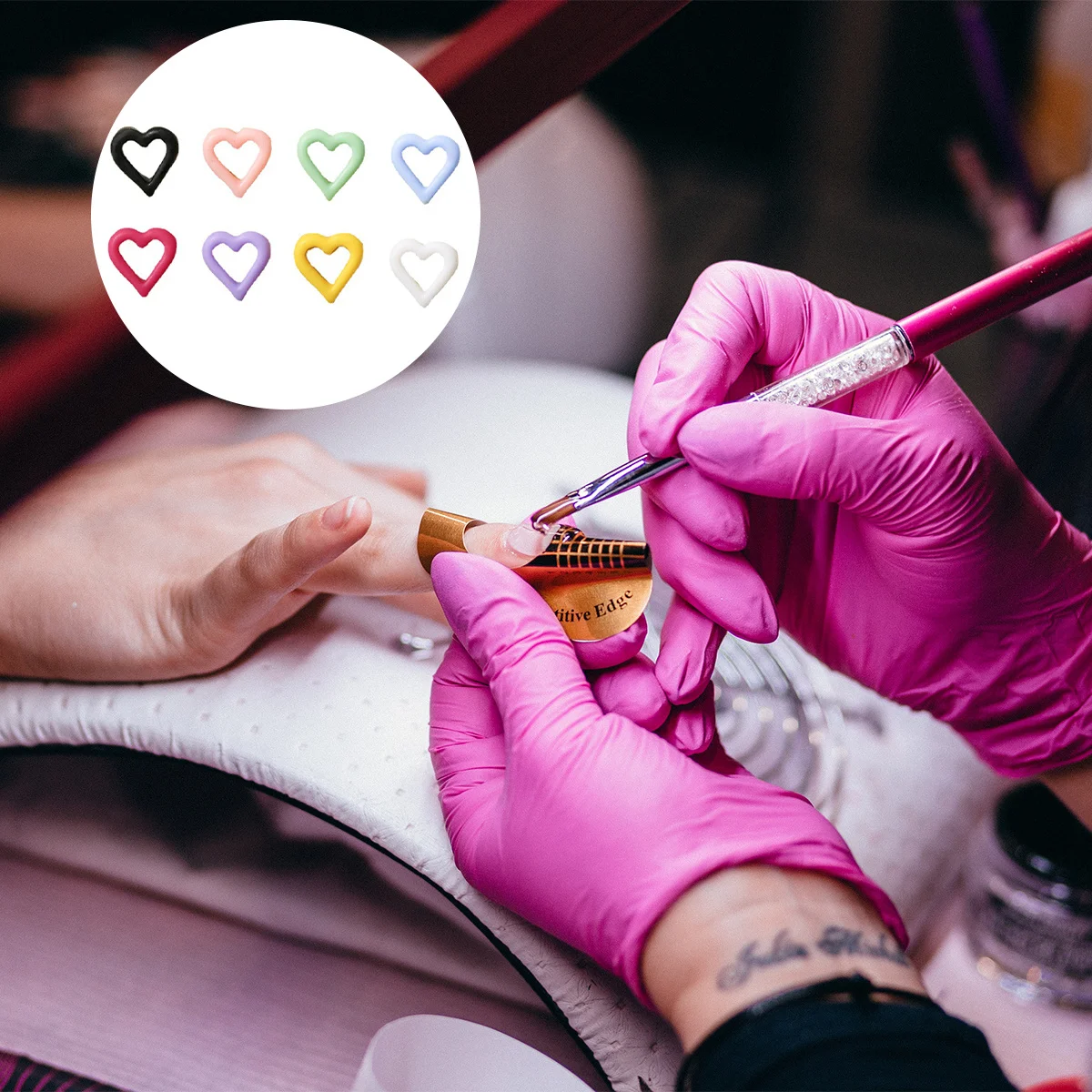 

100Pcs Heart Shape Flat Back Cabochons Nail Art Charms for Nails Phone Case DIY Decoration Heart Nail Charms Flat Back Cabochons