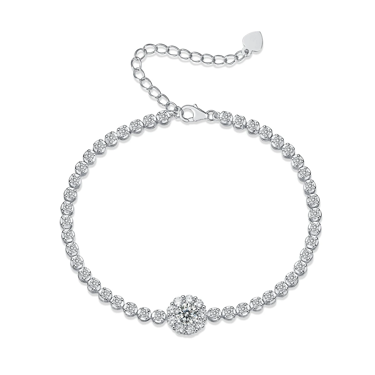 Apaison 0.5 Ct VVS1 Moissanite Tennis Chain Bracelet 925 Sterling Silver Passes Tester