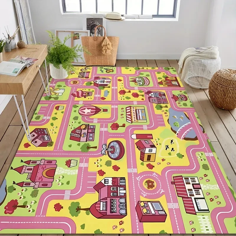 

Розовый городской ковер для декора комнаты для девочек, игровой коврик Hopscotch, детский игровой коврик, коврик для гостиной, напольный коврик, идея рождественского подарка