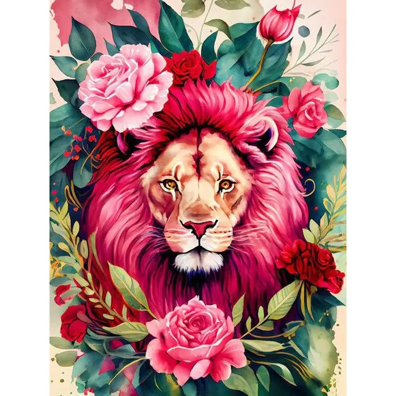 

GATYZTORY Oil Painting By Numbers For Adults Lions On Canvas 60x75cm DIY Paint By Numbers Animals Frameless Home Decor Wall Art