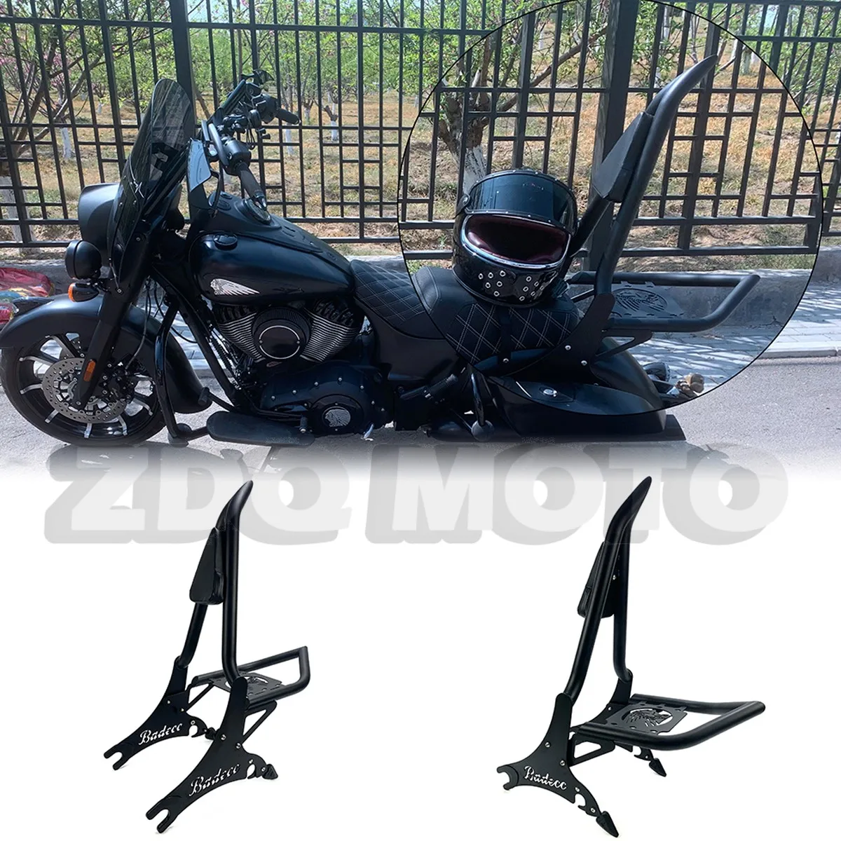 ZDQ Custom Motorcycle rear backrest rear tail rack  For Indian Dark Horse modified pointy bow rear bow with shelf