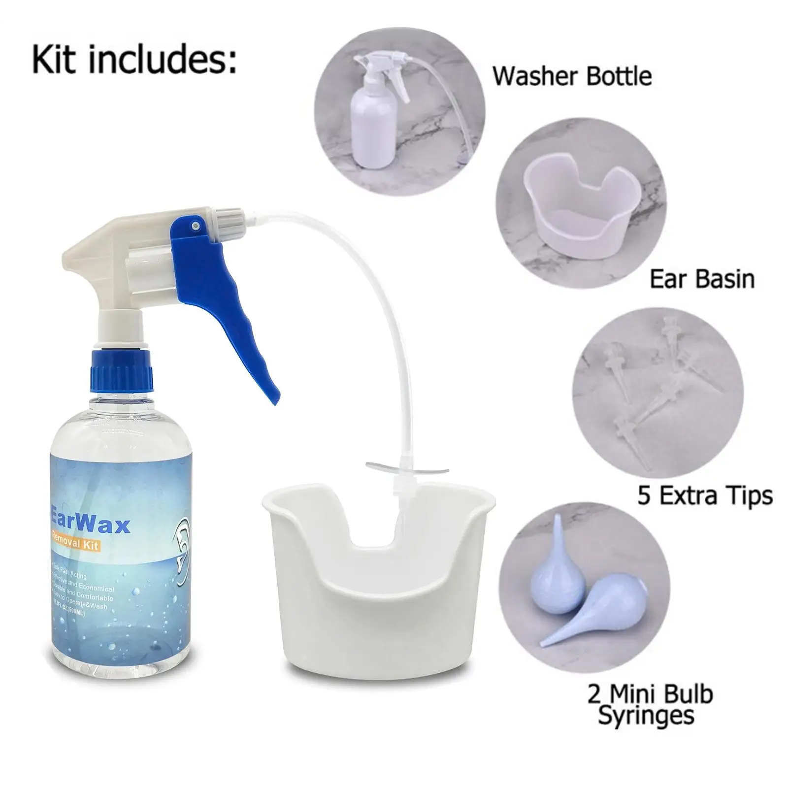 All in One Ear Cleaning Device Spray Wash Kit with Washable Tips Remover and Irrigation Tools for Household