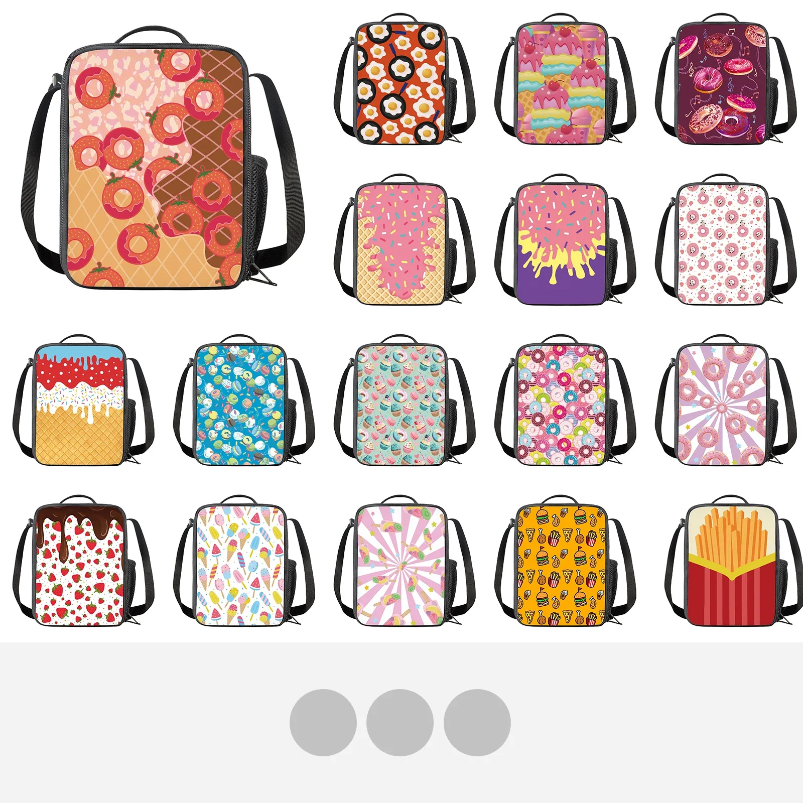 High-Quality Lunch Bag Food Pattern Soft Polyester Fabric EVA PE Cotton Lining Easy To Clean Fit Travel And Mountain Climbing