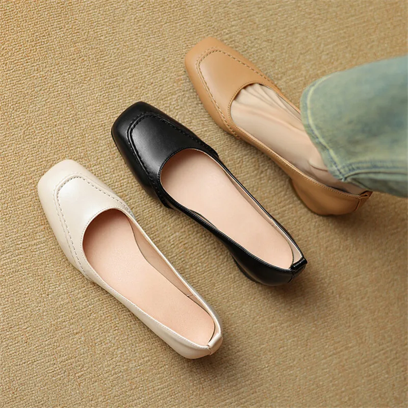 New Summer Autumn Women Shoes Casual Shoes for Women Square Toe Low Heels Ladies Shoes Zapatos Mujer Large Size Women Pumps