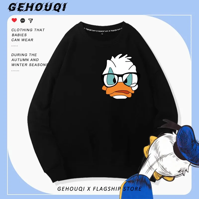 

Disney Donald Duck Co-branded Crewneck Hoodie Male Niche Design Coat Cartoon Print Loose Cotton Clothes