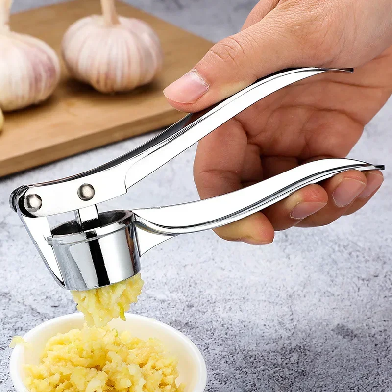 Zinc Alloy Manual Garlic Press Mincer Tool Ginger Crusher Easy Clean Garlic Paste Maker Essential Kitchen Cooking Prep Gadget