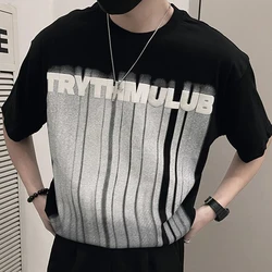 Fashion O-Neck All-match Printed Letter T-Shirt Men's Clothing 2024 Summer New Casual Pullovers Short Sleeve England Tee Shirt