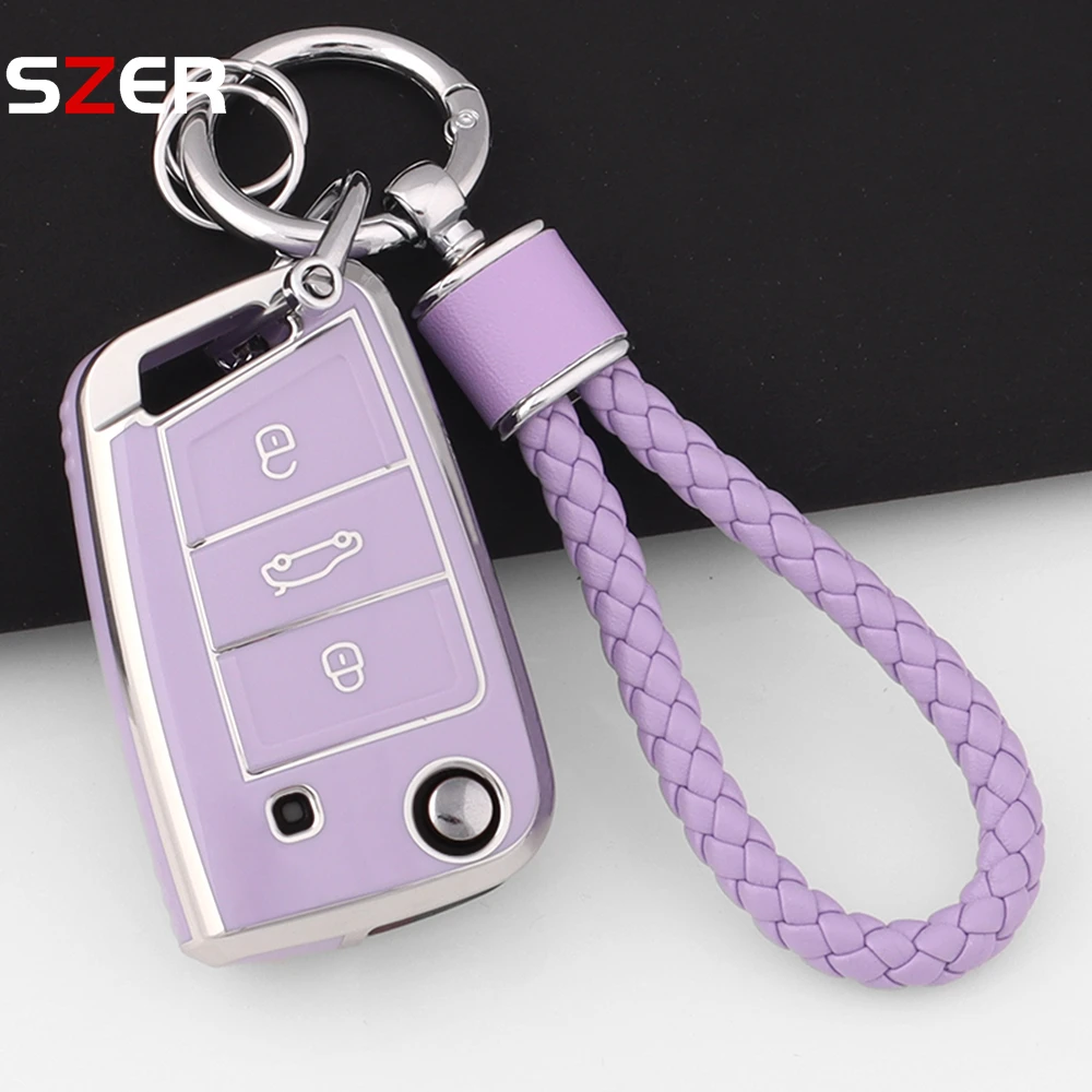 New TPU Car Key Case Cover For VW Polo Skoda Octavia A7 Kodiaq Seat Ateca Leon Golf 7 MK7 VII Tiguan Protected Fob Accessories