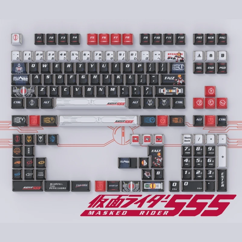 

142 Keys Kamen Rider FAIZ555 Keycaps Anime DIY High Value Boys Gift Peripheral 2D PBT Dye-Sub Chreey Mechanical Keyboard Keycaps