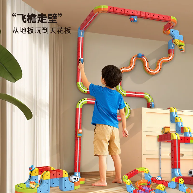 Gorąca Nowość! Magiczna Torowa Klockowa Kolejka Magnetyczna Rubik's - Elektryczny Pociąg Antygrawitacyjny Magnetyczny - Prezent na Boże Narodzenie