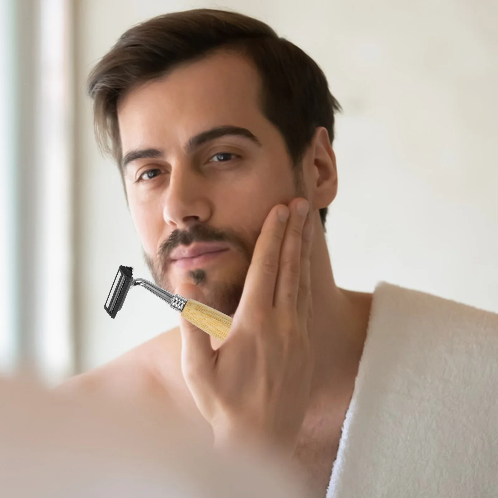 

Набор из 4 бритв с бамбуковой ручкой и лезвиями из нержавеющей стали, классическая ручная бритва для лица и тела, без раздражения