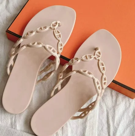 Zapatos de gel brillantes y relucientes, calzado exterior con sandalias de playa de suela plana para mujer