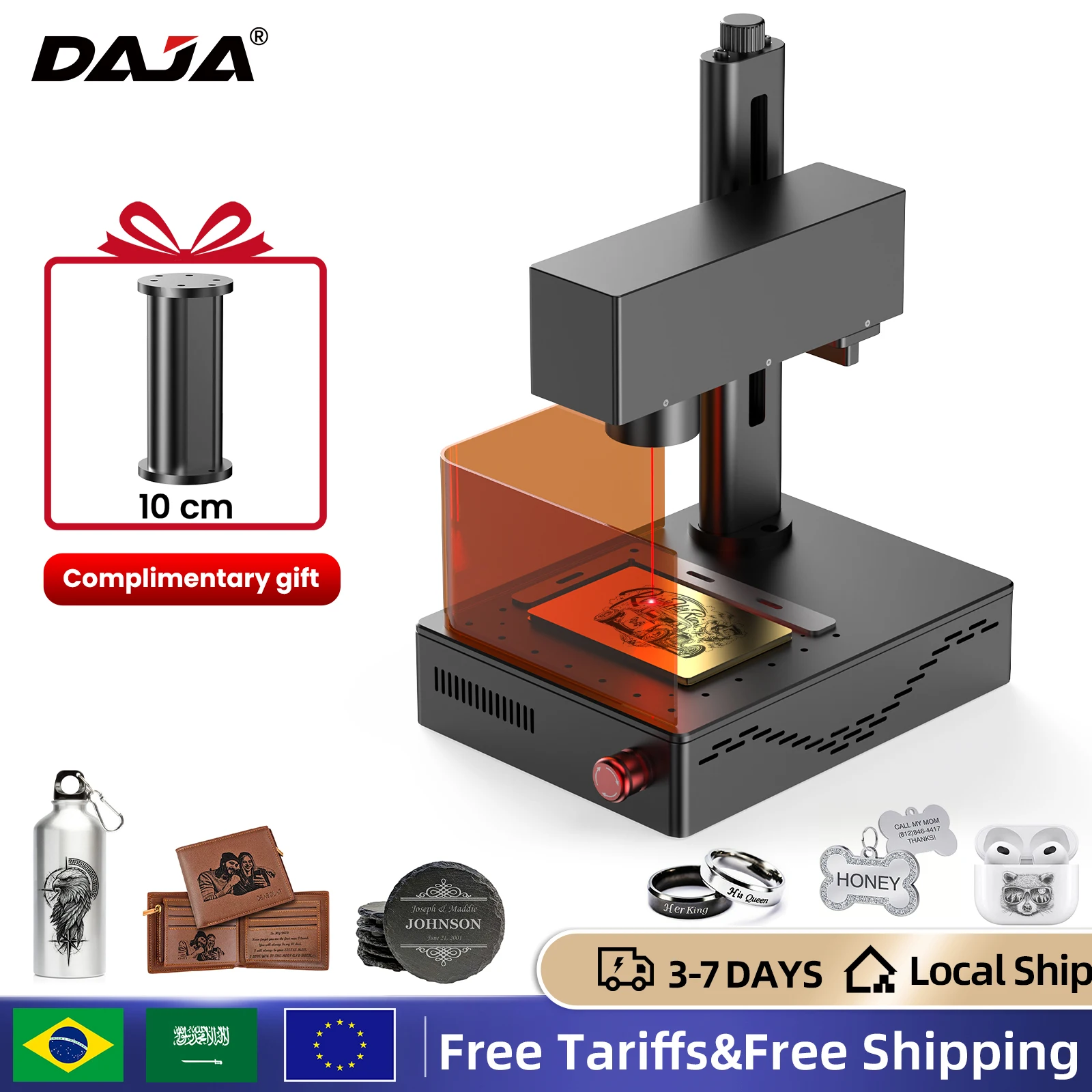 

DAJA MINI Portable Fiber Laser Marking Machine High Precision Industrial Business 90*90mm for ALL Metal Jewelry Leather Plastic