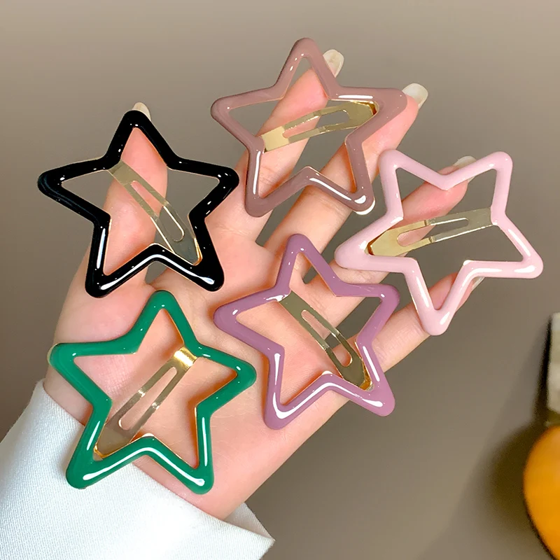 Molans 5Pcs 5 Pointed Star Hair Clips Sweet Girls Barrettes Hairpin Bangs Buckle Hairclip Lovely Hair Accessories