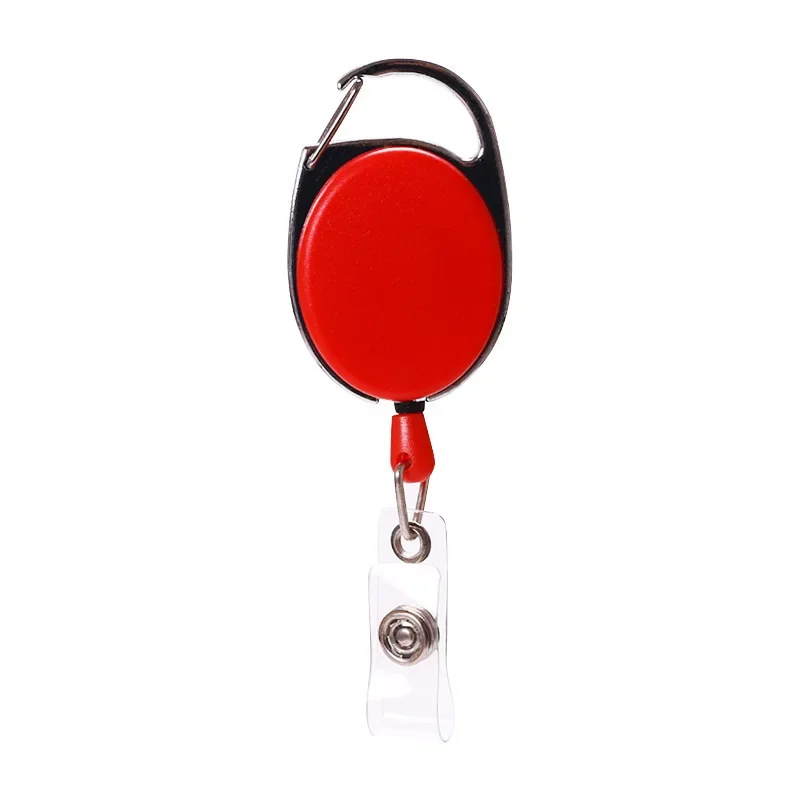 1Pc Badge Reel Holder Keychain Retractable Carabiner Hooks ID Card Roller Waist Clip Buckle Keyrings Accessories Gift