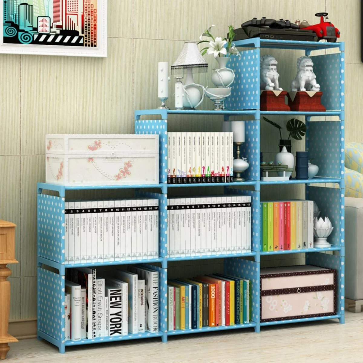 Solid Color Metal Book Storage Simple Trapezoidal Bookshelf Suitable for Studying and Home Use