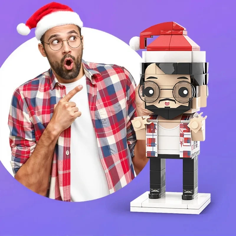 

Christmas Gift Custom Brick Figures Full Body Customizable 1 Person Small Particle Block Toy Brick Me Universal Interlocking