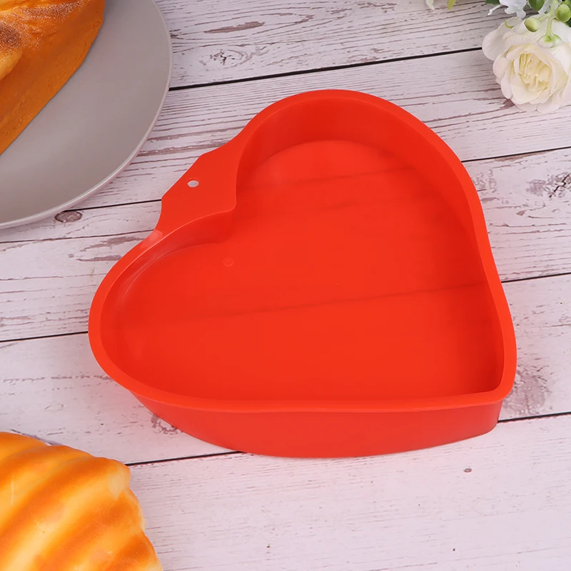 8Inch Valentine's Day Heart Shaped Cake Pans Non-Stick Reusable Silicone Love Dessert Molds DIY Baking Decoration Tools