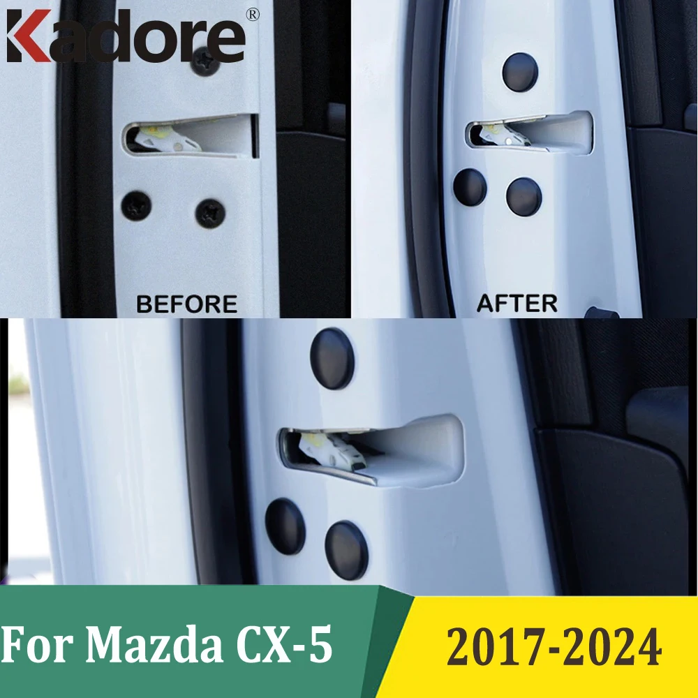 For Mazda CX-5 CX5 2017-2021 2022 2023 2024 KF Plastic Door Lock Screw Protector Cover Cap Stickers Waterproof Car Accessories