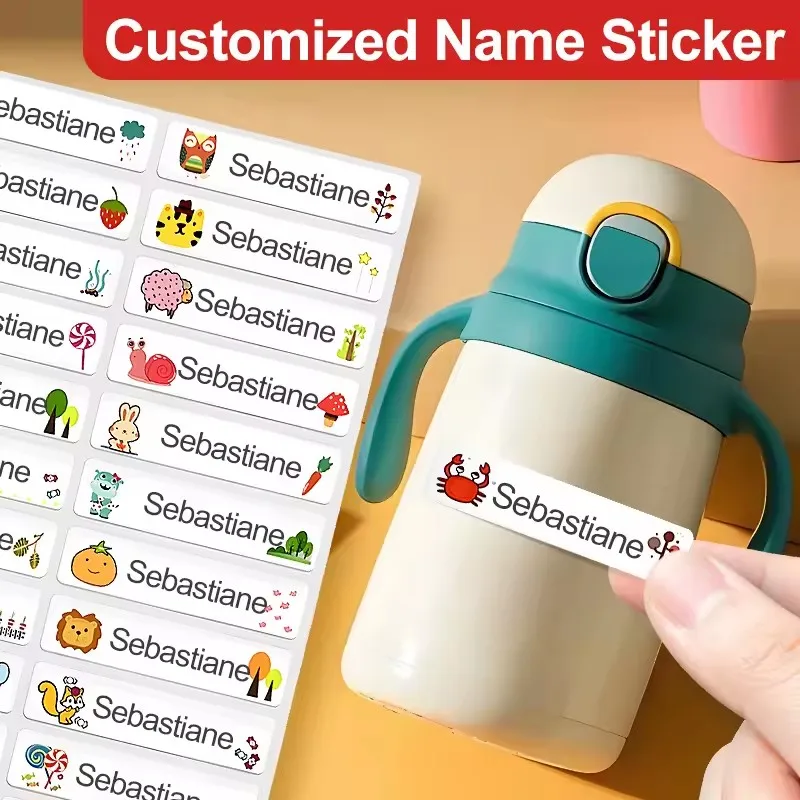 Waterproof Textbook Children's Name Sticker White Background Waterproof Labels Cartoon Patterns Environmentally Friendly Sticker