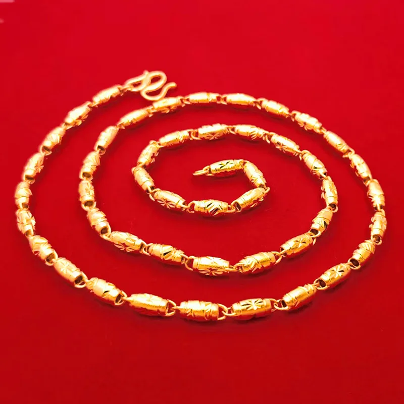 

4mm Gold Plated Bead Necklace for Men Tuhao Style High Density Faux Gold Chain Hip Hop Streetwear Gift for Boyfriend Daily Wear