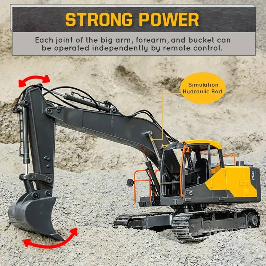 DOUBLE E E568 RC pelle 3 en 1 1:16 alliage pelle camion Construction ingénierie véhicule télécommande voiture enfant cadeau de noël