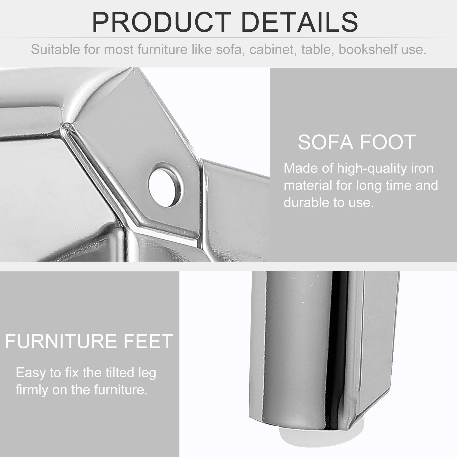 

4 pcs Metal Legs Iron Support Durable Easy Install Smooth Surface Practical Tea Table For Sofa Cabinet Bookshelf Furniture Foot