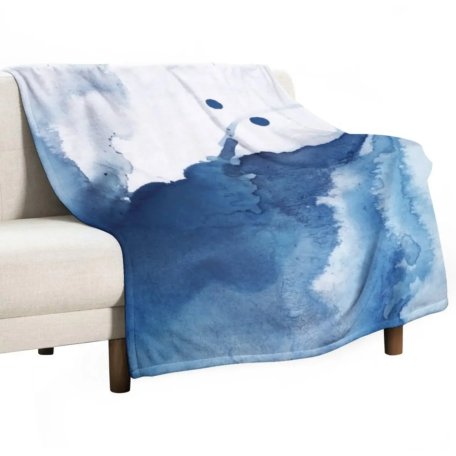 

Indigo Blue Sea, Abstract Ink Painting Throw Blanket Luxury Thicken Retros christmas decoration Decorative Throw Blankets