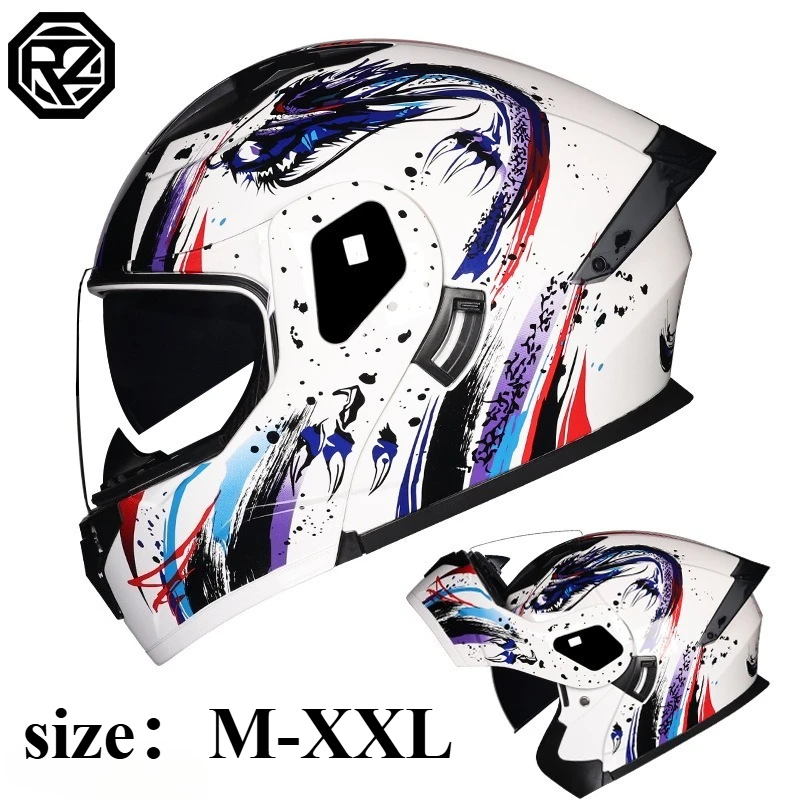 

New Arrival Men Motorcycle Professional Racing Flip Up Helmet ABS Material Modular Dual Lens Helmets DOT Certification