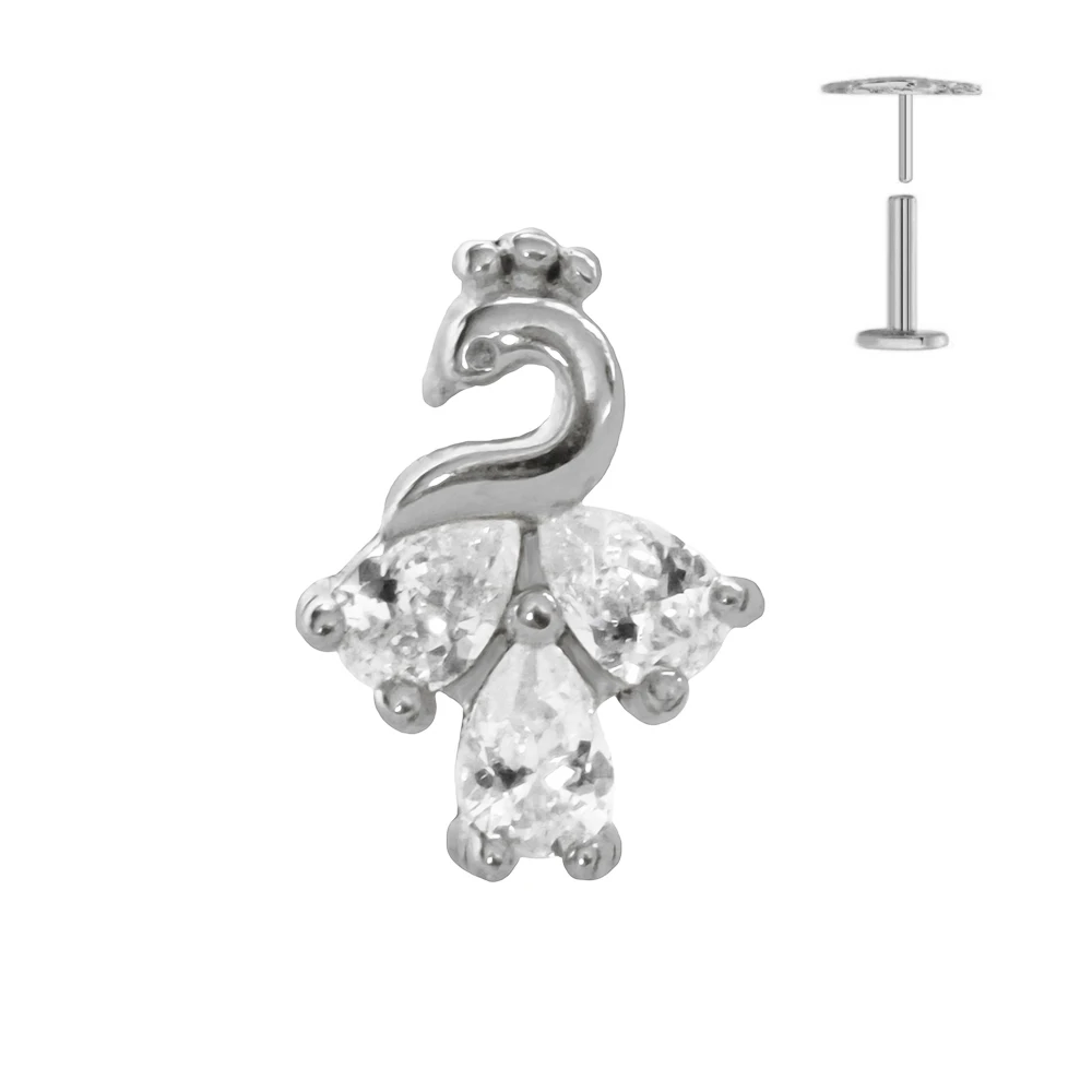 Peacock Dragonfly Titanium Earring Stud, Body Jewelry