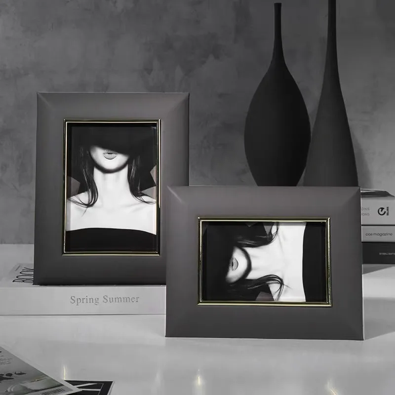 

European Luxury Leather Covered Wood Picture Frame Office Study Room Sample Room Bedroom Porch Decoration Birthday Party Gift