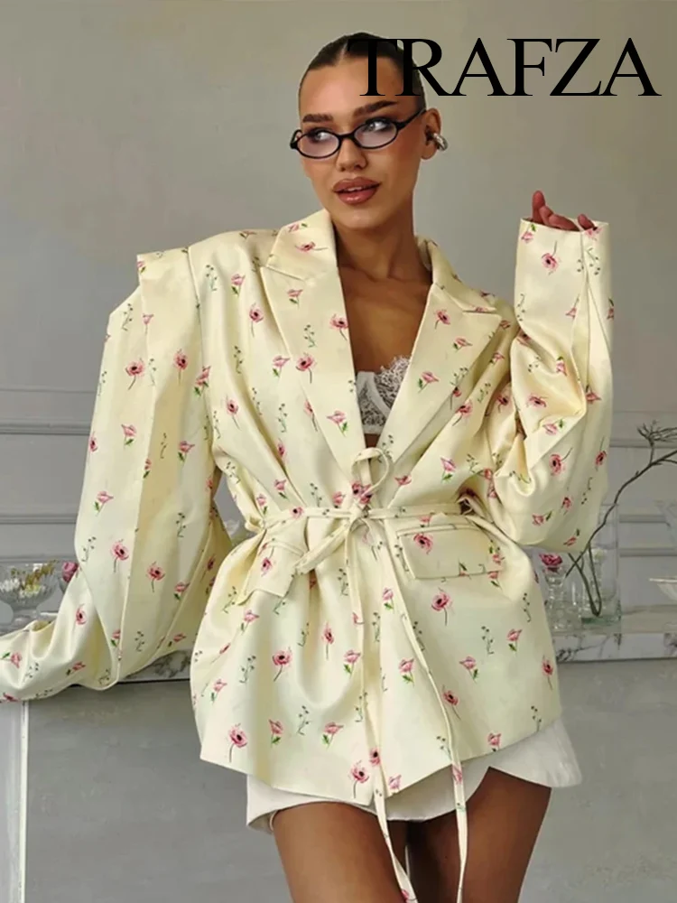 

HH женский осенний модный пиджак с длинными рукавами и лацканами, широкими плечами, женский пиджак на шнуровке с одной пряжкой, преувеличенное пальто